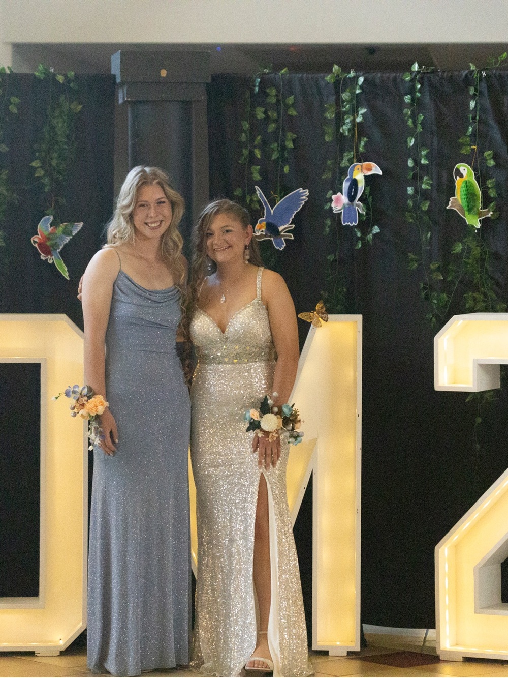 Sparkling blue Prom Gown with Slit